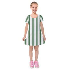 Plaid Line Green Line Vertical Kids  Short Sleeve Velvet Dress by Mariart