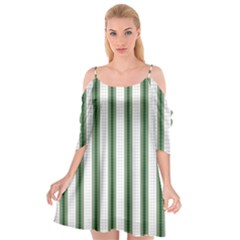 Plaid Line Green Line Vertical Cutout Spaghetti Strap Chiffon Dress