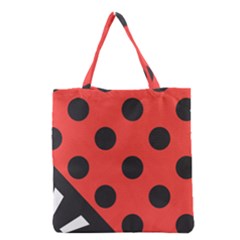 Red Black Hole White Line Wave Chevron Polka Circle Grocery Tote Bag by Mariart