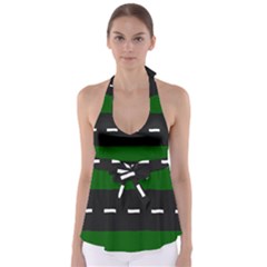 Road Street Green Black White Line Babydoll Tankini Top