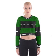 Road Street Green Black White Line Cropped Sweatshirt by Mariart