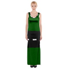 Road Street Green Black White Line Maxi Thigh Split Dress