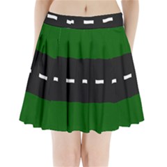 Road Street Green Black White Line Pleated Mini Skirt by Mariart