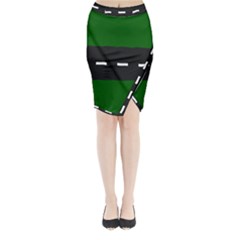 Road Street Green Black White Line Midi Wrap Pencil Skirt