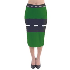 Road Street Green Black White Line Velvet Midi Pencil Skirt by Mariart