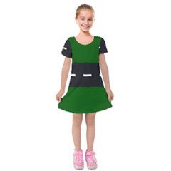 Road Street Green Black White Line Kids  Short Sleeve Velvet Dress by Mariart