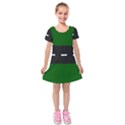 Road Street Green Black White Line Kids  Short Sleeve Velvet Dress View1