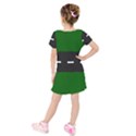 Road Street Green Black White Line Kids  Short Sleeve Velvet Dress View2