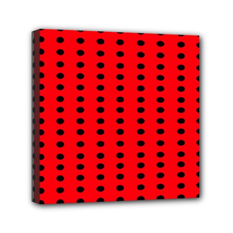 Red White Black Hole Polka Circle Mini Canvas 6  X 6  by Mariart