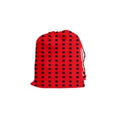 Red White Black Hole Polka Circle Drawstring Pouches (small)  by Mariart