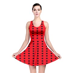 Red White Black Hole Polka Circle Reversible Skater Dress by Mariart