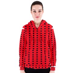 Red White Black Hole Polka Circle Women s Zipper Hoodie by Mariart