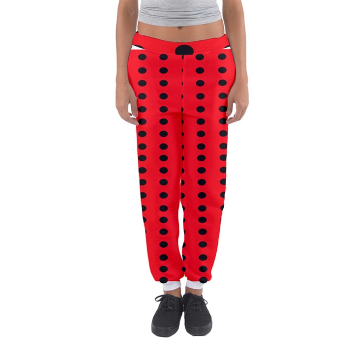 Red White Black Hole Polka Circle Women s Jogger Sweatpants