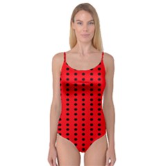 Red White Black Hole Polka Circle Camisole Leotard 