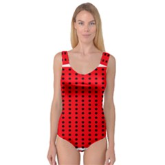 Red White Black Hole Polka Circle Princess Tank Leotard  by Mariart