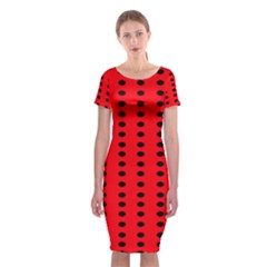 Red White Black Hole Polka Circle Classic Short Sleeve Midi Dress by Mariart