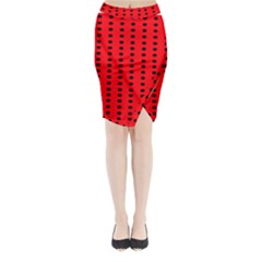 Red White Black Hole Polka Circle Midi Wrap Pencil Skirt