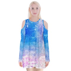 Horoscope Compatibility Love Romance Star Signs Zodiac Velvet Long Sleeve Shoulder Cutout Dress