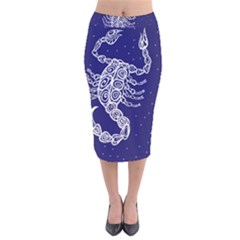 Scorpio Zodiac Star Velvet Midi Pencil Skirt by Mariart