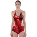 Red Space Line Light Black Polka Cut-Out One Piece Swimsuit View1