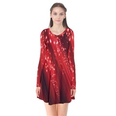 Red Space Line Light Black Polka Flare Dress