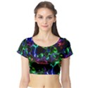 Saga Colors Rainbow Stone Blue Green Red Purple Space Short Sleeve Crop Top (Tight Fit) View1