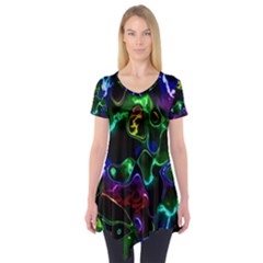 Saga Colors Rainbow Stone Blue Green Red Purple Space Short Sleeve Tunic  by Mariart