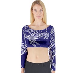 Sagitarius Zodiac Star Long Sleeve Crop Top by Mariart