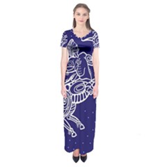 Sagitarius Zodiac Star Short Sleeve Maxi Dress by Mariart