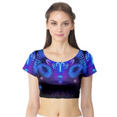 Sign Aries Zodiac Short Sleeve Crop Top (tight Fit) by Mariart