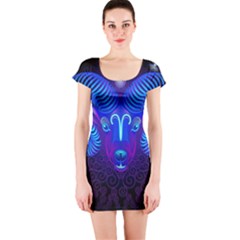 Sign Aries Zodiac Short Sleeve Bodycon Dress by Mariart