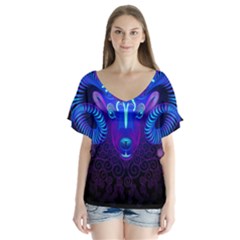 Sign Aries Zodiac Flutter Sleeve Top by Mariart