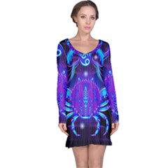 Sign Cancer Zodiac Long Sleeve Nightdress by Mariart