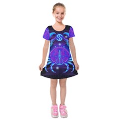 Sign Cancer Zodiac Kids  Short Sleeve Velvet Dress by Mariart