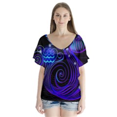 Sign Aquarius Zodiac Flutter Sleeve Top by Mariart