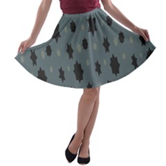 Star Space Black Grey Blue Sky A-line Skater Skirt