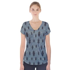 Star Space Black Grey Blue Sky Short Sleeve Front Detail Top by Mariart