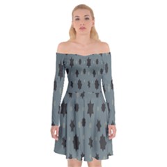 Star Space Black Grey Blue Sky Off Shoulder Skater Dress