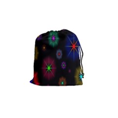 Star Space Galaxy Rainboiw Circle Wave Chevron Drawstring Pouches (small)  by Mariart