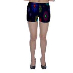 Star Space Galaxy Rainboiw Circle Wave Chevron Skinny Shorts by Mariart