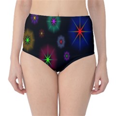 Star Space Galaxy Rainboiw Circle Wave Chevron High-waist Bikini Bottoms by Mariart