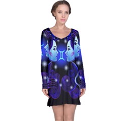 Sign Gemini Zodiac Long Sleeve Nightdress by Mariart