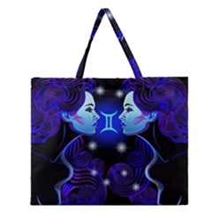 Sign Gemini Zodiac Zipper Large Tote Bag