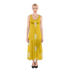 Waveform Disco Wahlin Retina White Yellow Vertical Sleeveless Maxi Dress by Mariart