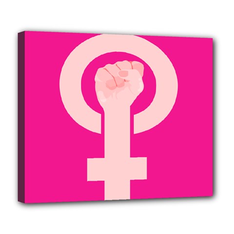 Women Safety Feminist Nail Strong Pink Circle Polka Deluxe Canvas 24  X 20   by Mariart