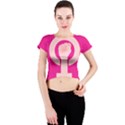 Women Safety Feminist Nail Strong Pink Circle Polka Crew Neck Crop Top View1