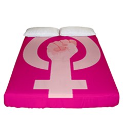 Women Safety Feminist Nail Strong Pink Circle Polka Fitted Sheet (california King Size) by Mariart