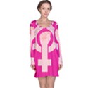 Women Safety Feminist Nail Strong Pink Circle Polka Long Sleeve Nightdress View1