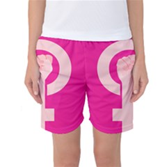 Women Safety Feminist Nail Strong Pink Circle Polka Women s Basketball Shorts by Mariart