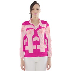 Women Safety Feminist Nail Strong Pink Circle Polka Wind Breaker (women) by Mariart